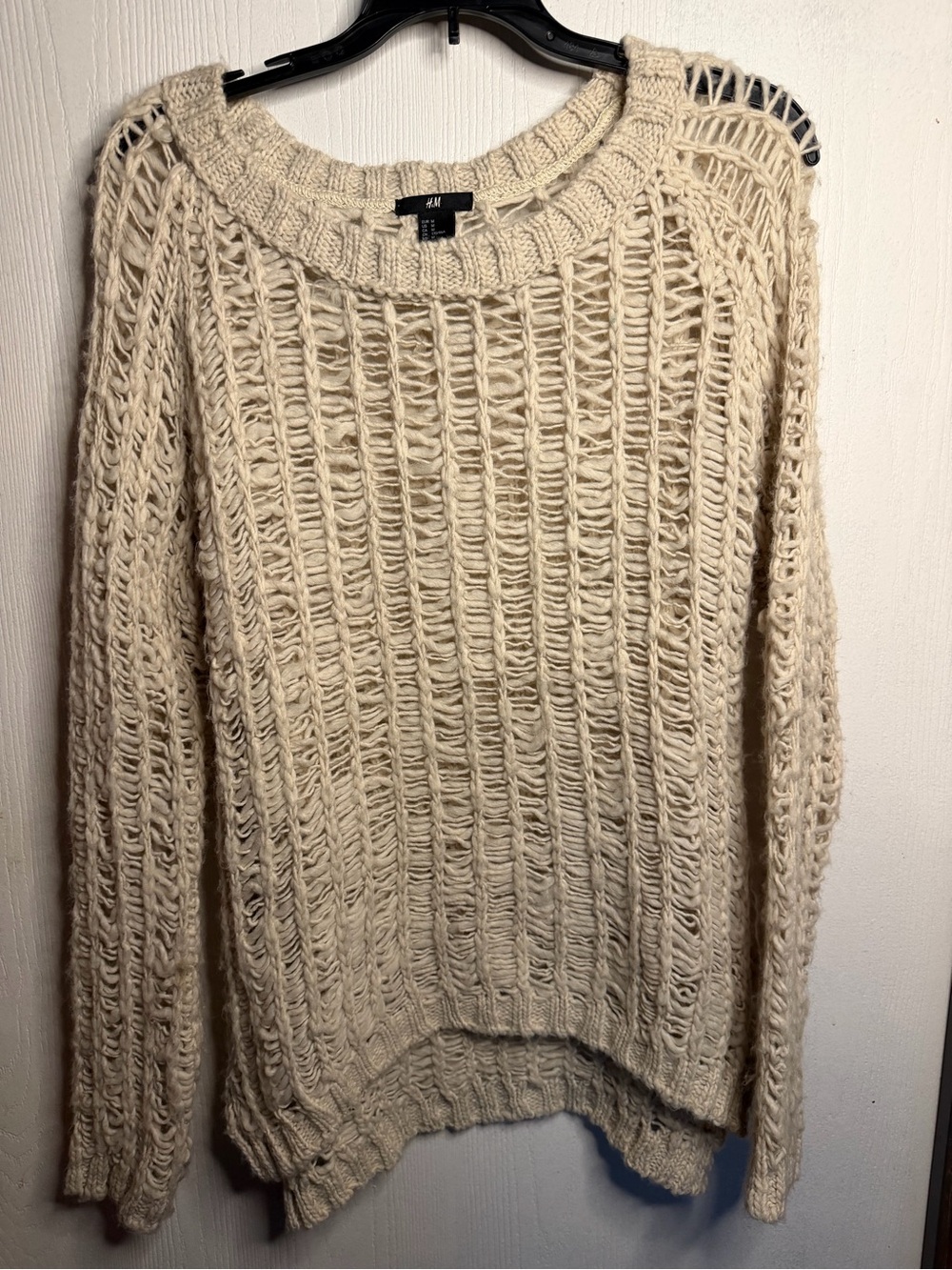H&M Open-Knit Cream Scoop-Neck Sweater